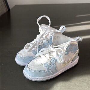 Kids White and Blue Sneakers